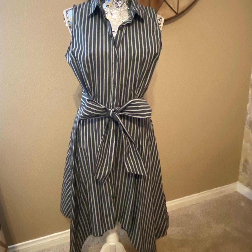 Blue & white striped dress